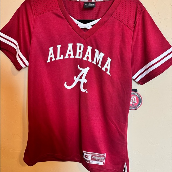Colosseum Red and White Alabama Jersey V-Neck - Picture 1 of 4